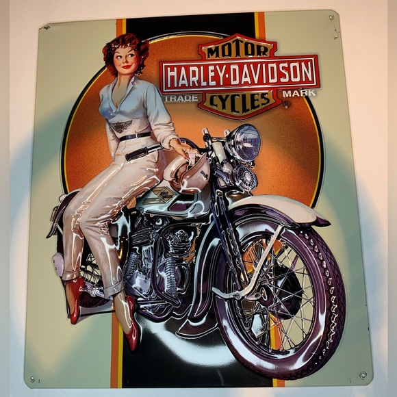 Rare Vintage Harley-Davidson Metal Sign - Iconic Collectible for Enthusiasts - Picture 3 of 5